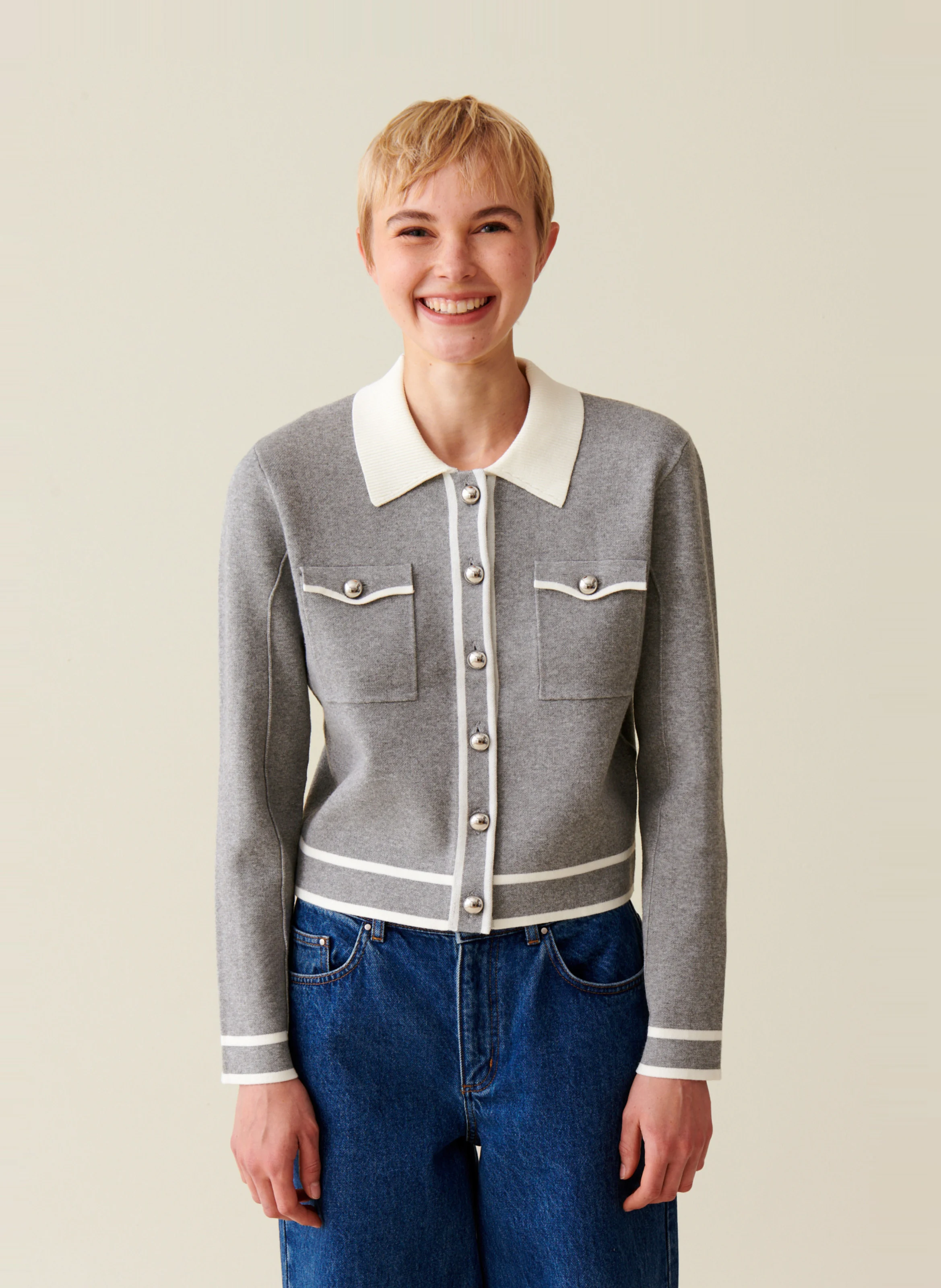 Cardigan droit à col classique | Multicolore