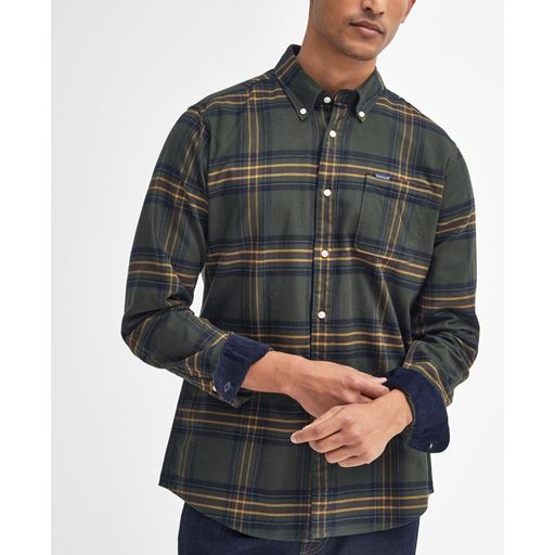 Barbour Portdown Tailored Checked Skjorte, Olive, XXL