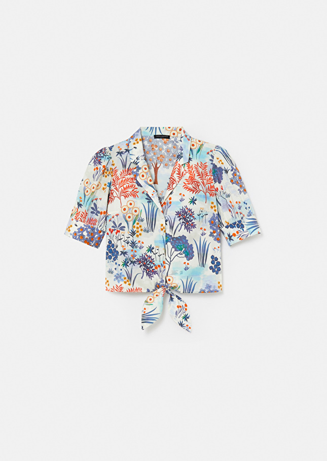 Chemise Cômebleue imprimée fleuri en popeline