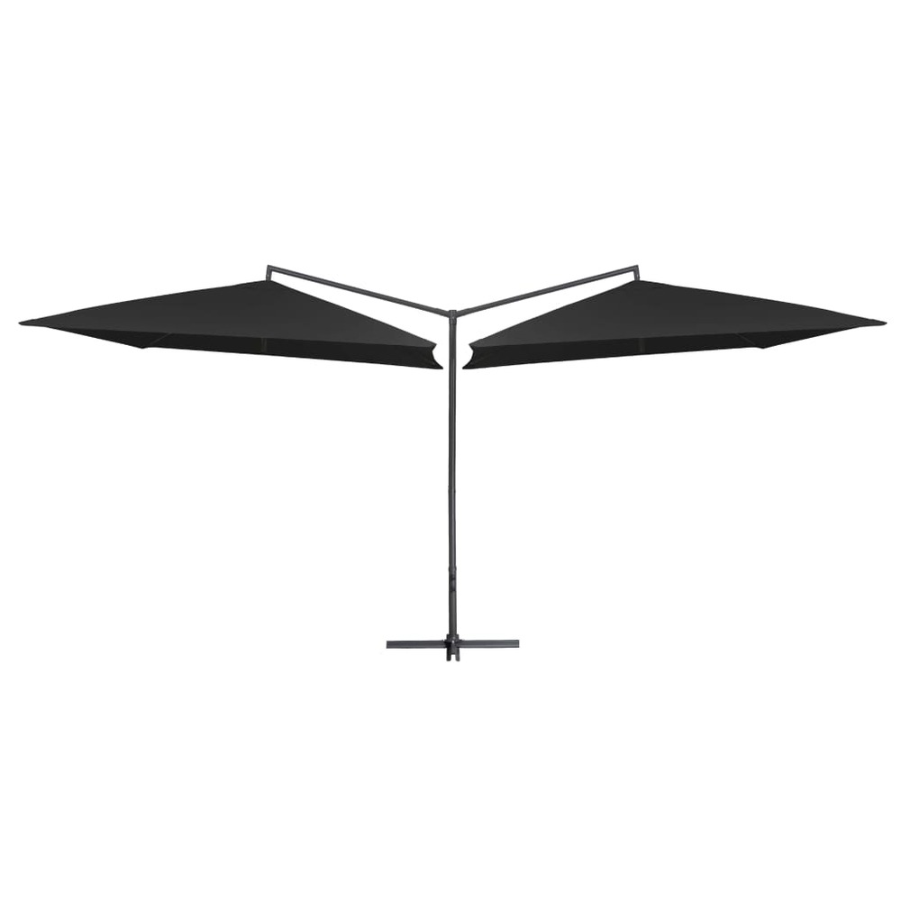 Parasol d'extérieur double avec mât en acier 250 x 250 cm noir