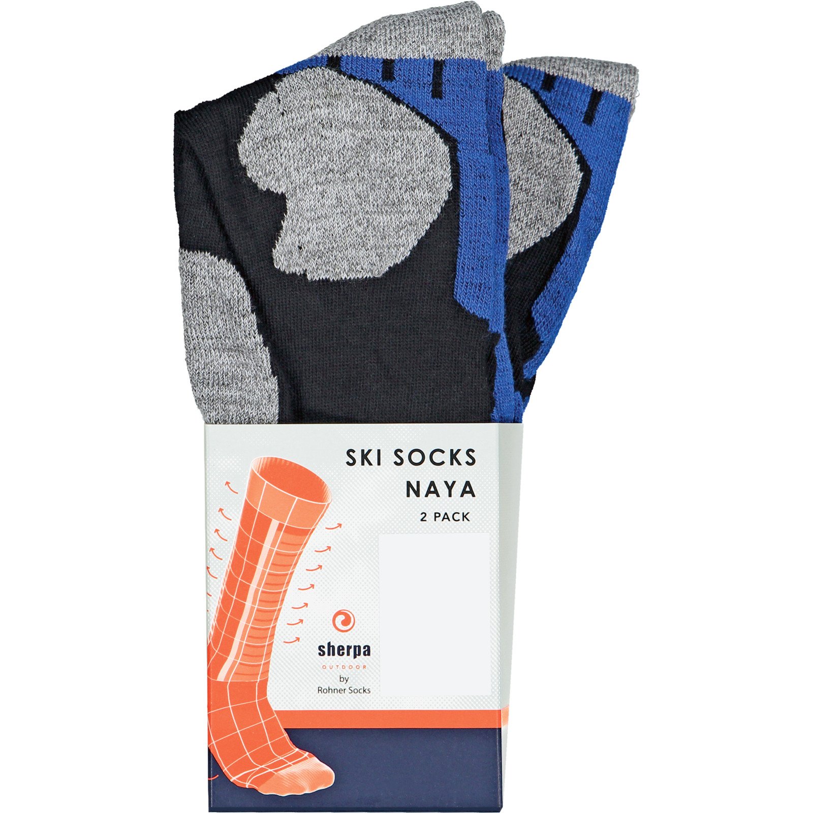 Sherpa Unisex-Skisocken Naya, 2 Paar 35-38, blau