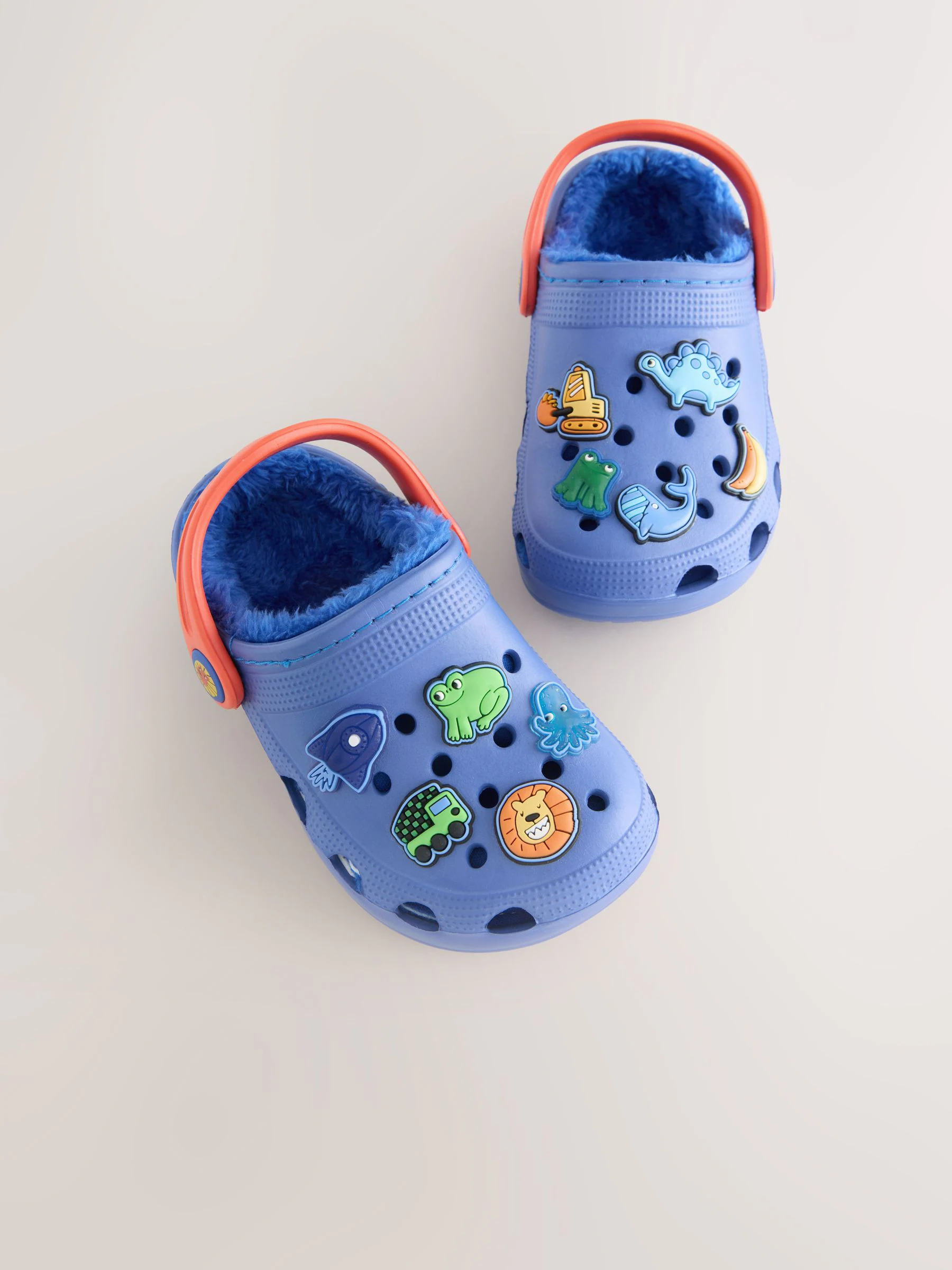 Blauw met figuurtjes - Warme gevoerde pantoffelklompen