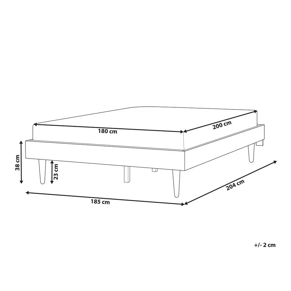 TOUCY - Tweepersoonsbed - Lichtbruin - 180 x 200 cm - Rubberhout
