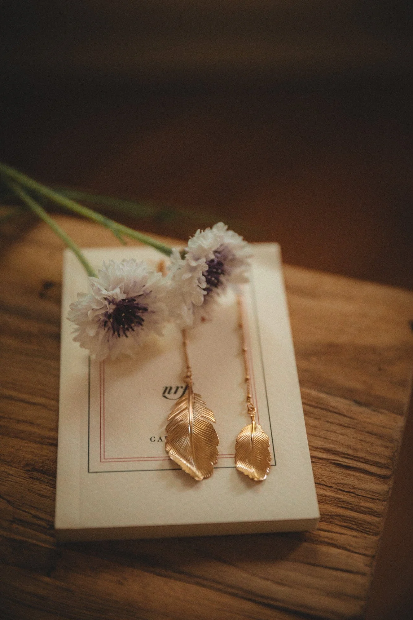 ZÉPHYR - Boucles d'oreilles pendantes feuilles doré à l'or fin | Doré