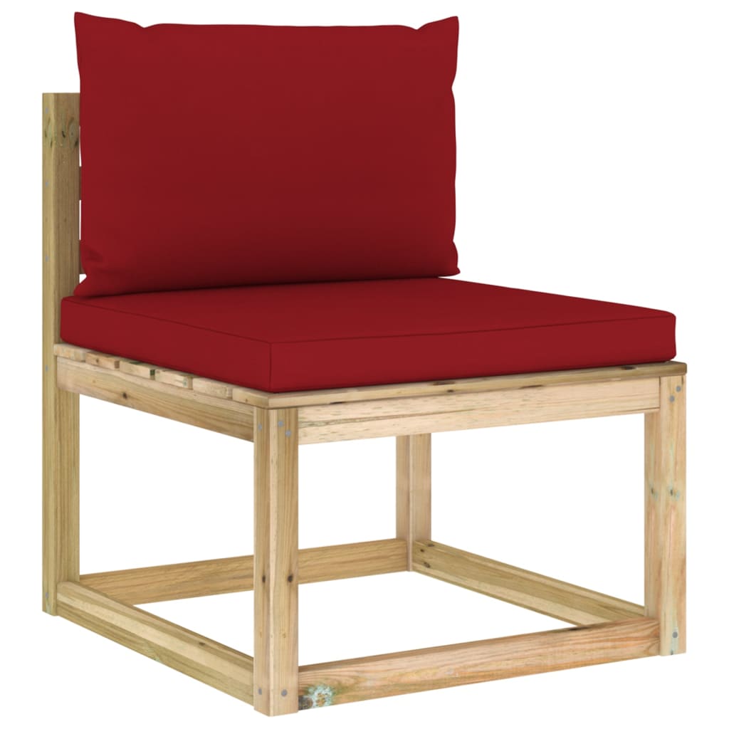 Salon de jardin meuble d'extérieur ensemble de mobilier 6 pièces avec coussins bois de pin imprégné