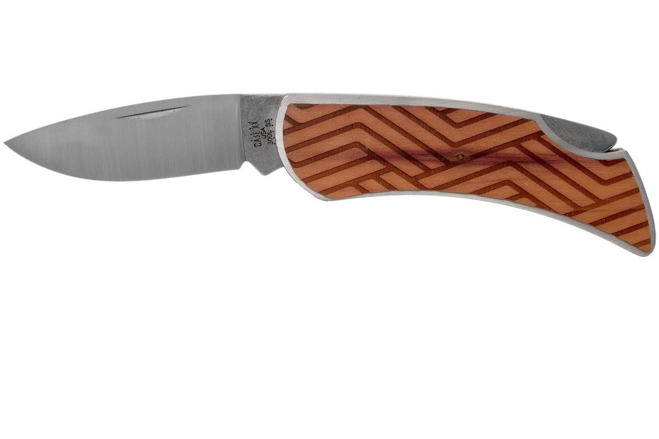 Case x Woodchuck Executive Lockback Brushed Stainless, Lines, 64322, M1300L SS zakmes
