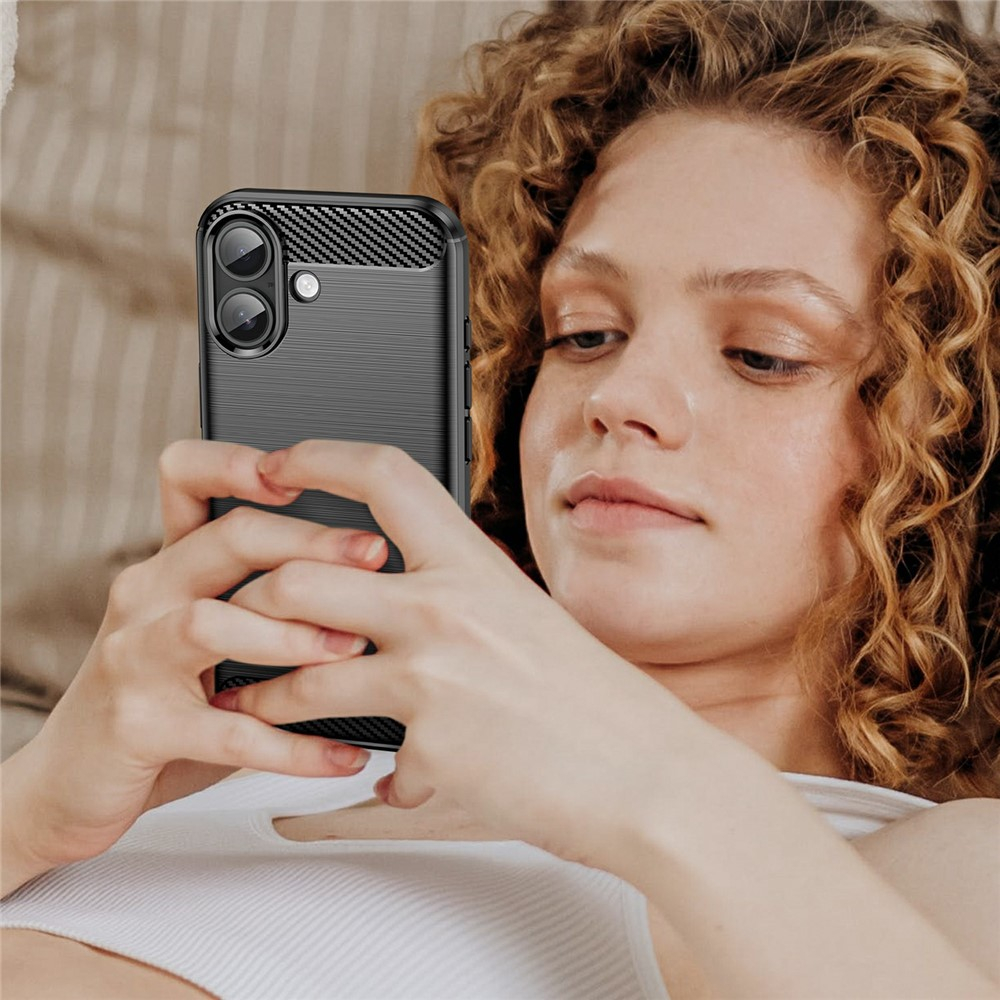 iPhone 17 Gummi Case Schutzhülle Carbon Look - Schwarz