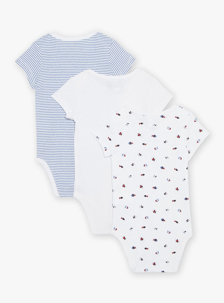 Lot de 3 bodys écrus fantaisie en coton biologique