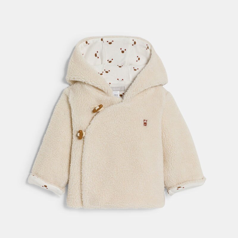 Veste à capuche en fausse fourrure beige bébé garçon Beige