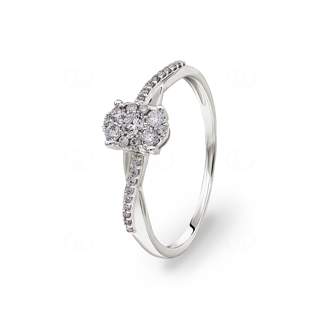 Verlobungsring 750/18 K Weissgold mit Diamanten 0.23 ct H/si