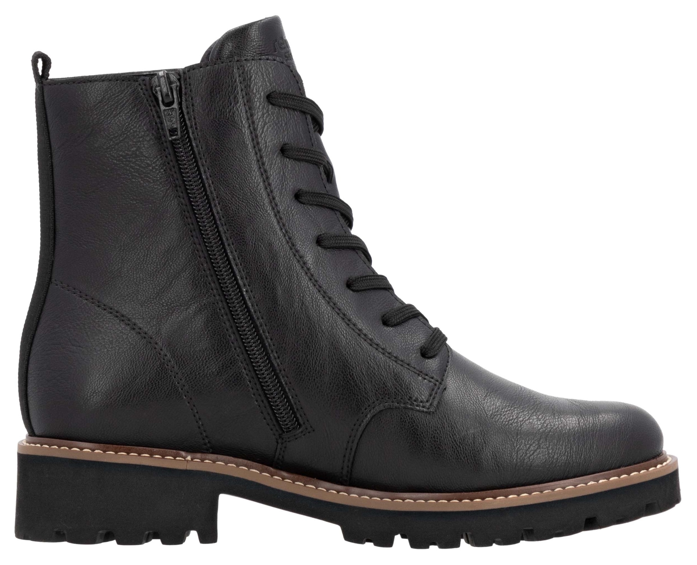 Remonte Schnürboots  , Blockabsatz, Schnürstiefelette im Used Look