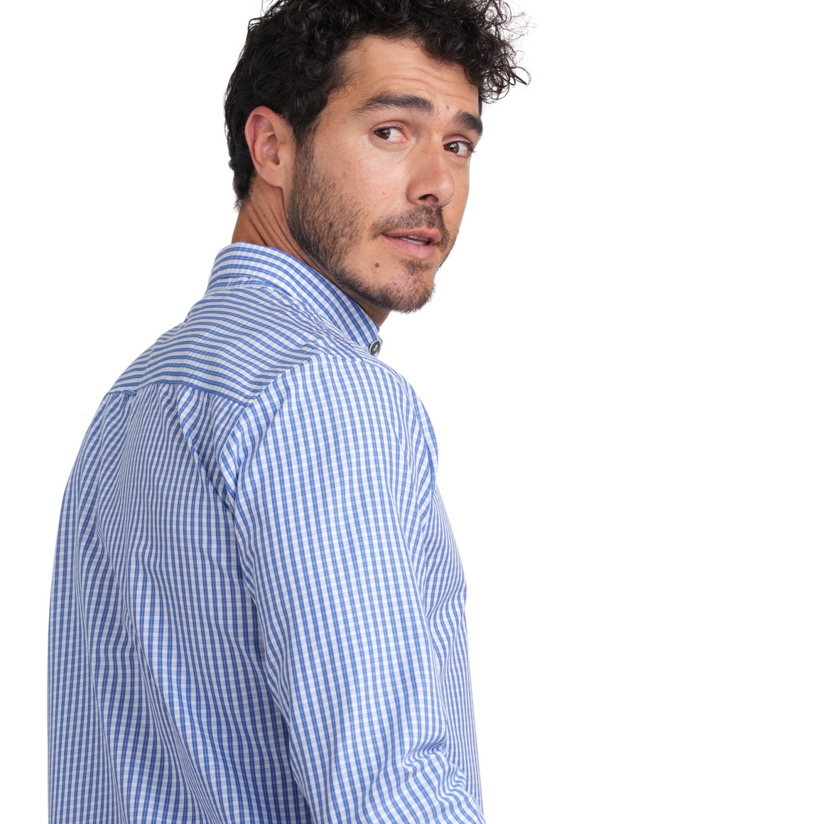 Herren Hemd mit feinem Karo-Muster blau / weiss