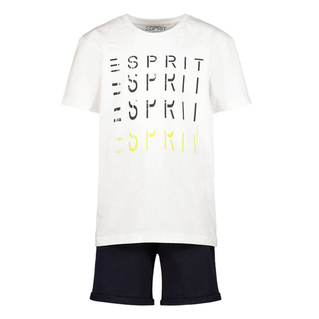 ESPRIT T-shirt + short met logoprint wit/zwart