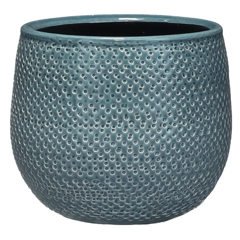 Mica Decorations Bloempot - midnight blauw - keramiek - 16 x 14 cm