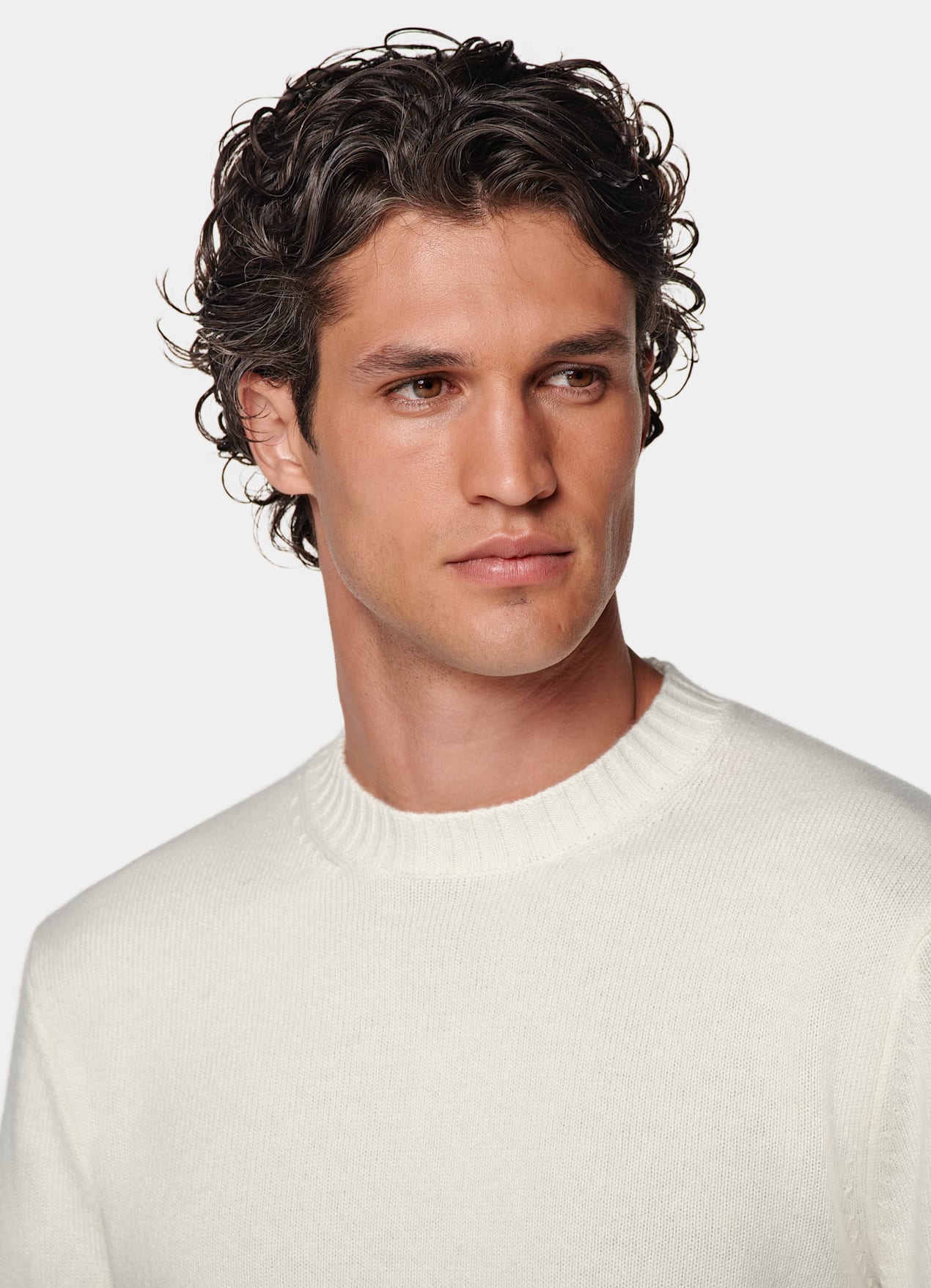 Pull col rond blanc cassé