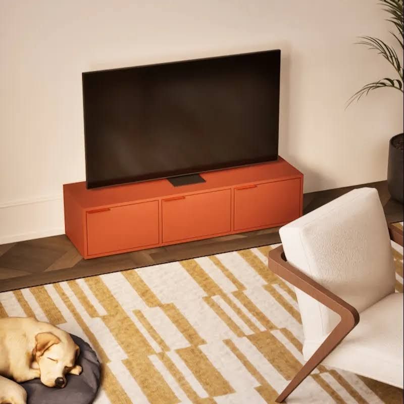 tylko Fernsehtisch in Terrakotta mit Türen 140 cm x 33 cm x 40 cm