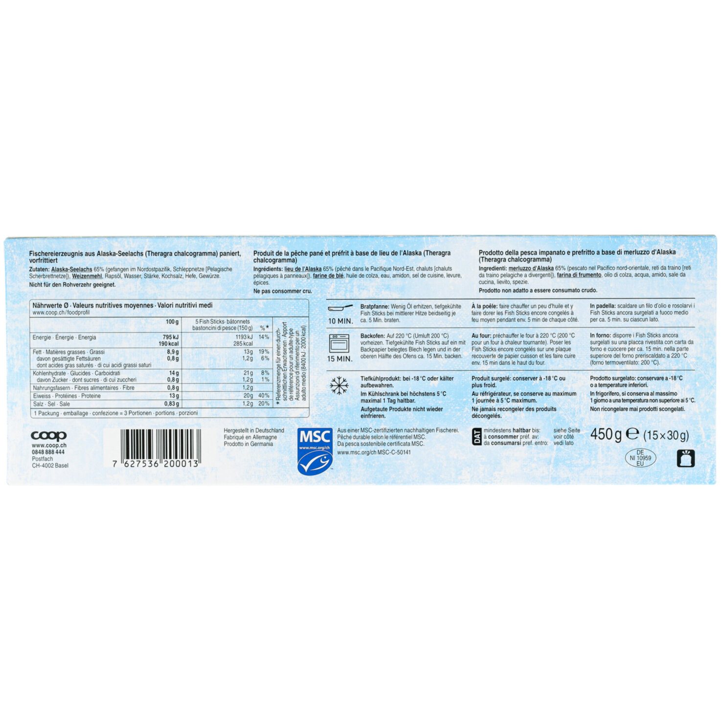 Prix Garantie Fischsticks 15x30g -