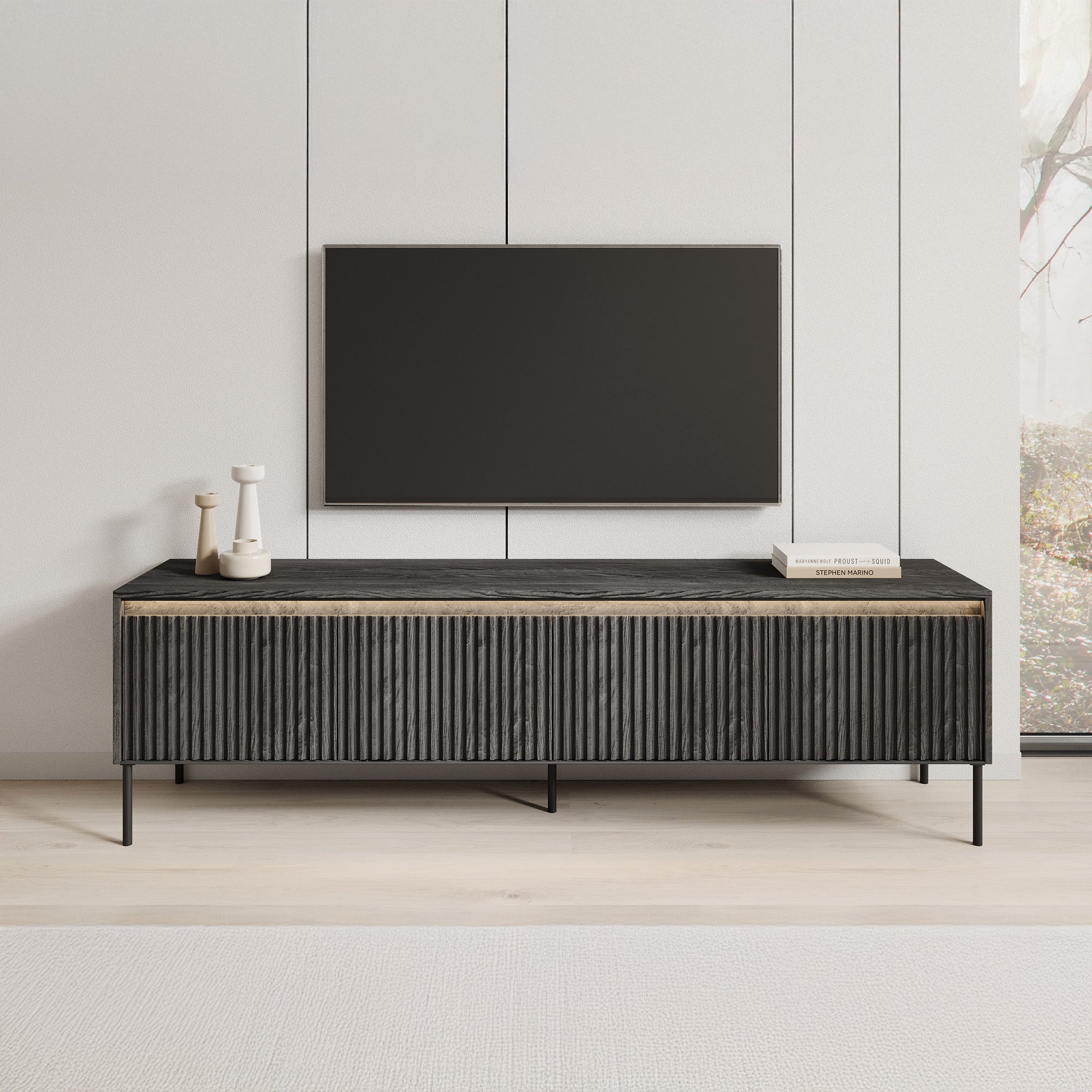 Timoteo - TV-Meubel - Mat zwart - 193x40x56 cm