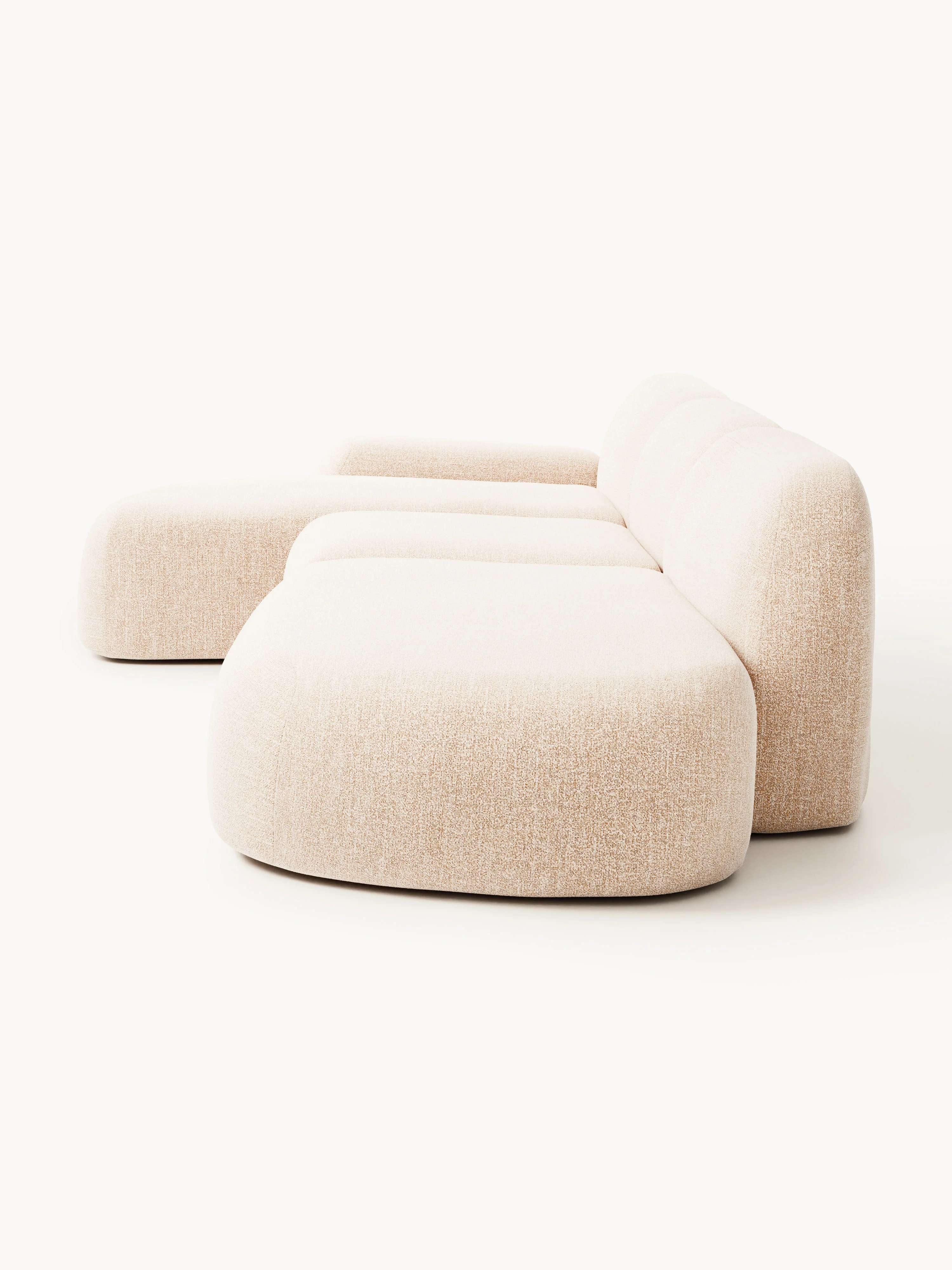 Modulaire bouclé hoekbank Wolke (4-zits) met chaise longue