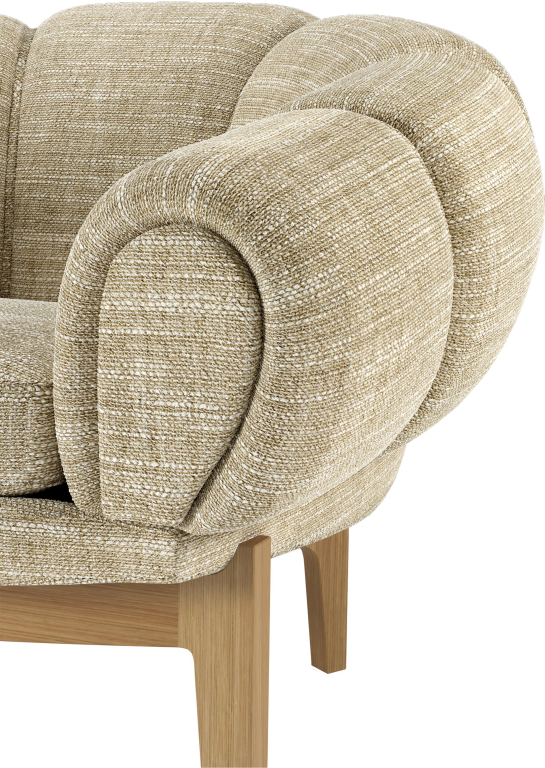 Gubi Croissant sofa eiken, Dedar Smila T1902