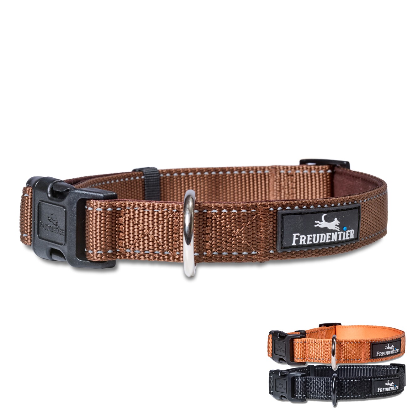 Freudentier Hundehalsband, leicht & komfortabel, Clyde Kollektion braun XS