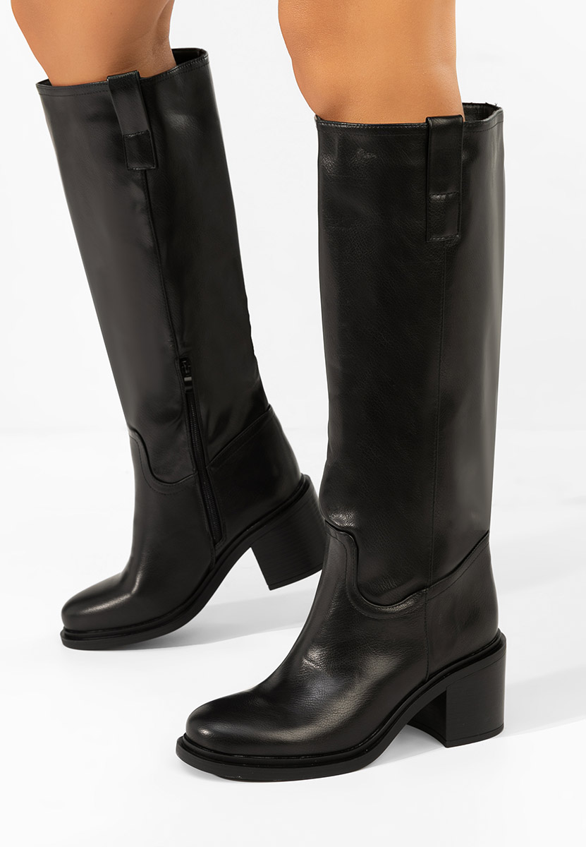 Bottes à talon carré noires Jasara