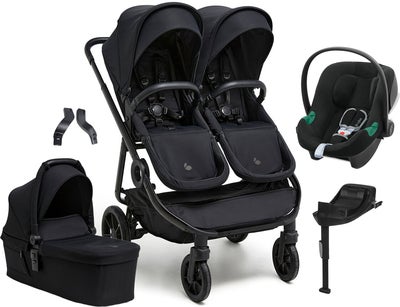 Beemoo Pro Twin 2 Søskenvogn inkl. Cybex Aton B2 & Base, Coffee Black