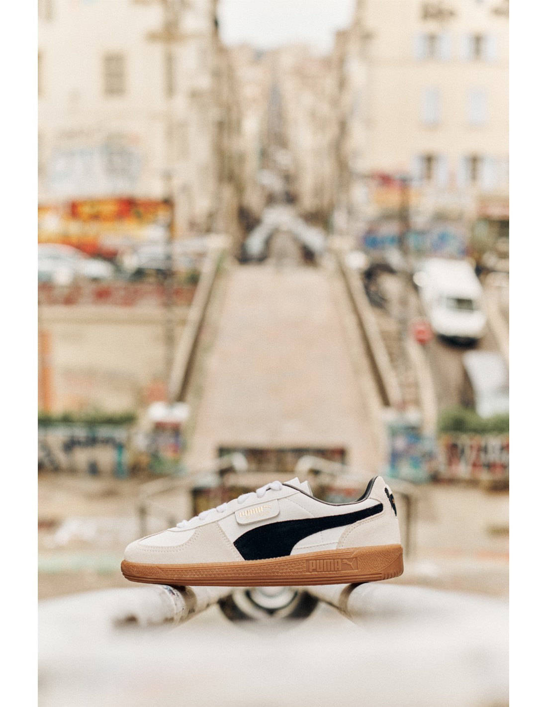puma Sneakers Mixte Palermo LTH Blanc/Noir Cuir