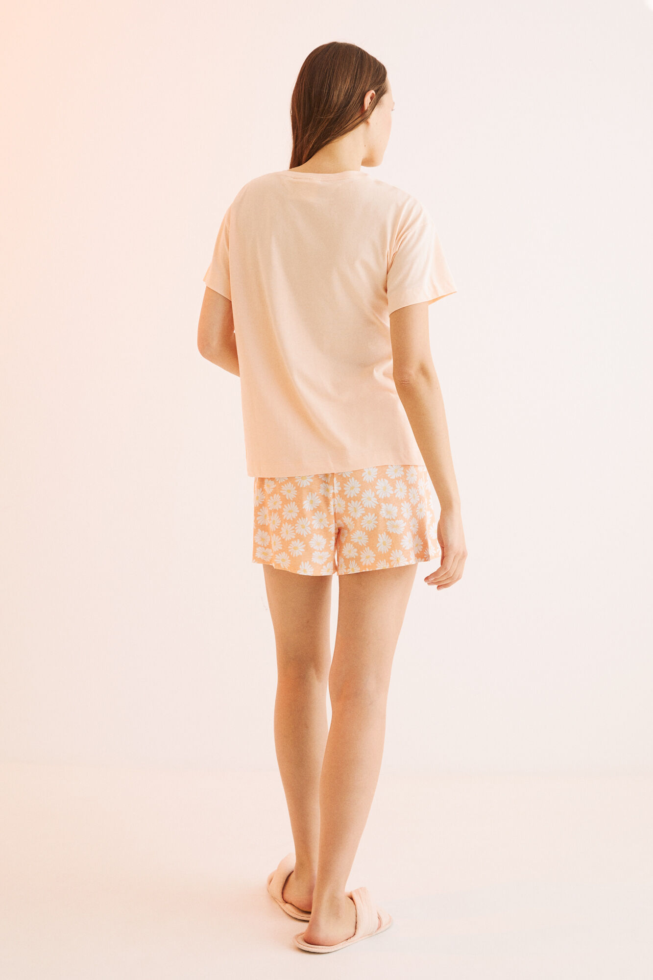 Pijama curto laranja do Snoopy, 100% algodão