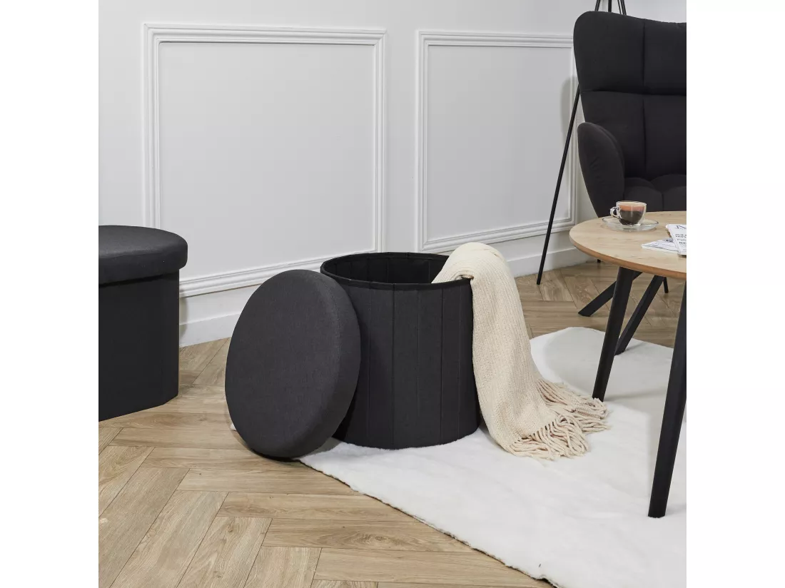 Coffre Pouf Pliable Noir Pills M4