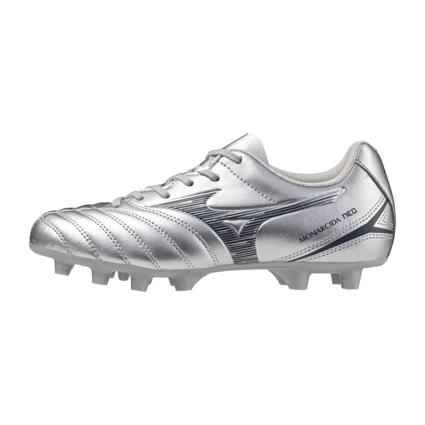Mizuno Monarcida Neo III Select Gras Voetbalschoenen (FG) Kids Zilver Grijs