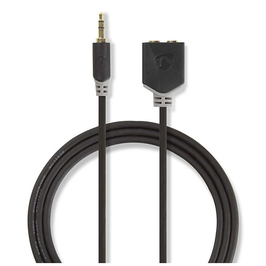 NEDIS Câble Audio Stéréo 3.5mm Mâle/Femelle - 20 cm