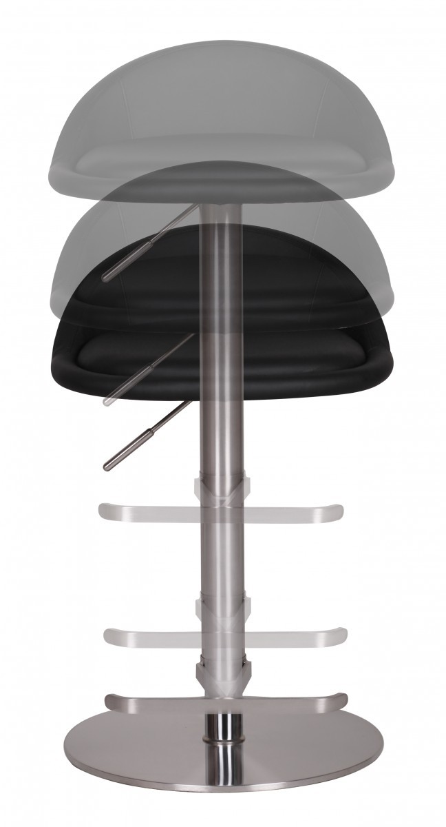 Barhocker - schwarz-silber - Edelstahl-Kunstleder - höhenverstellbar