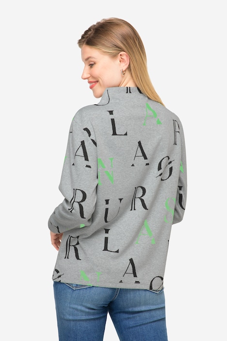 Sweatshirt, Buchstaben-Print, Stehkragen, Langarm, OEKO-TEX