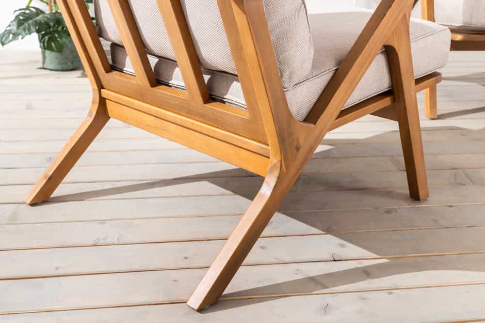 Wetterfester Gartenstuhl COMFORT LINE natur beige Akazienholz Loungesessel