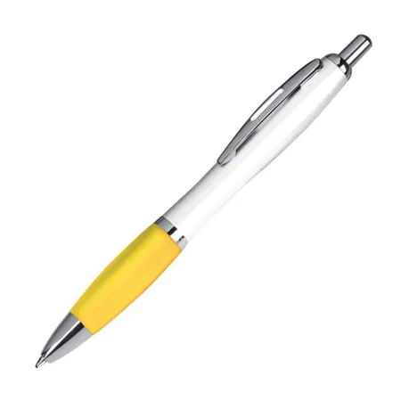 Macma Kugelschreiber aus Kunststoff, weiß-gelb, 10 Stück