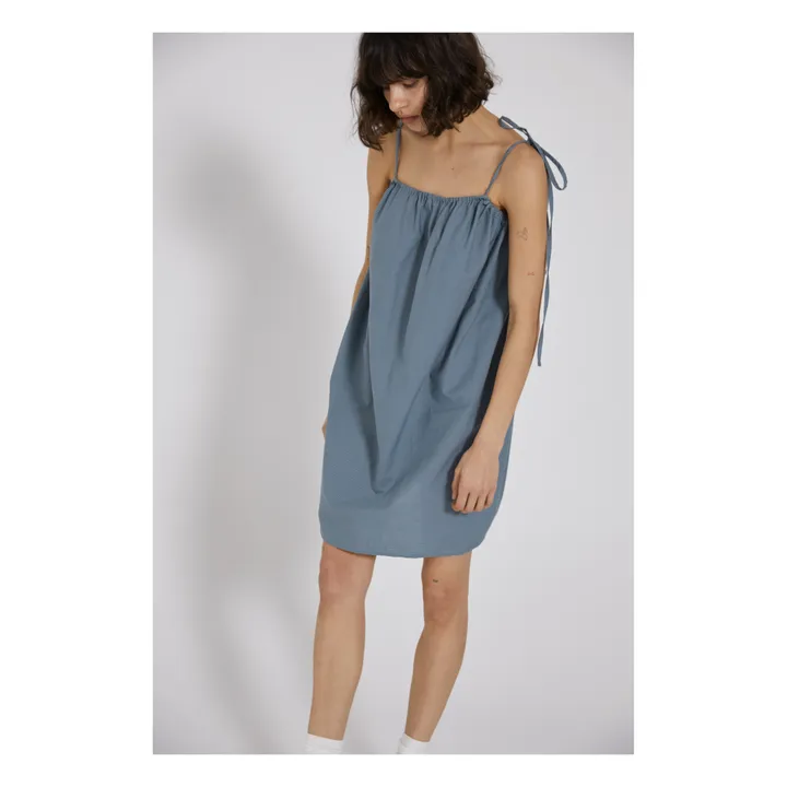 Deiji Studios Robe The Halter Rayures Coton Bio | Bleu Vert