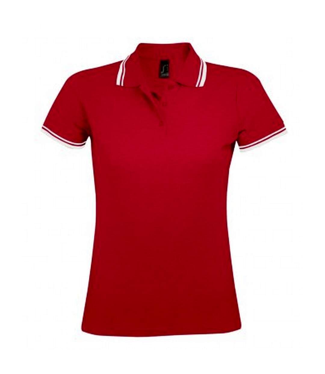 SOLS - Polo manches courtes PASADENA - Femme (Rouge/blanc) - UTPC2432