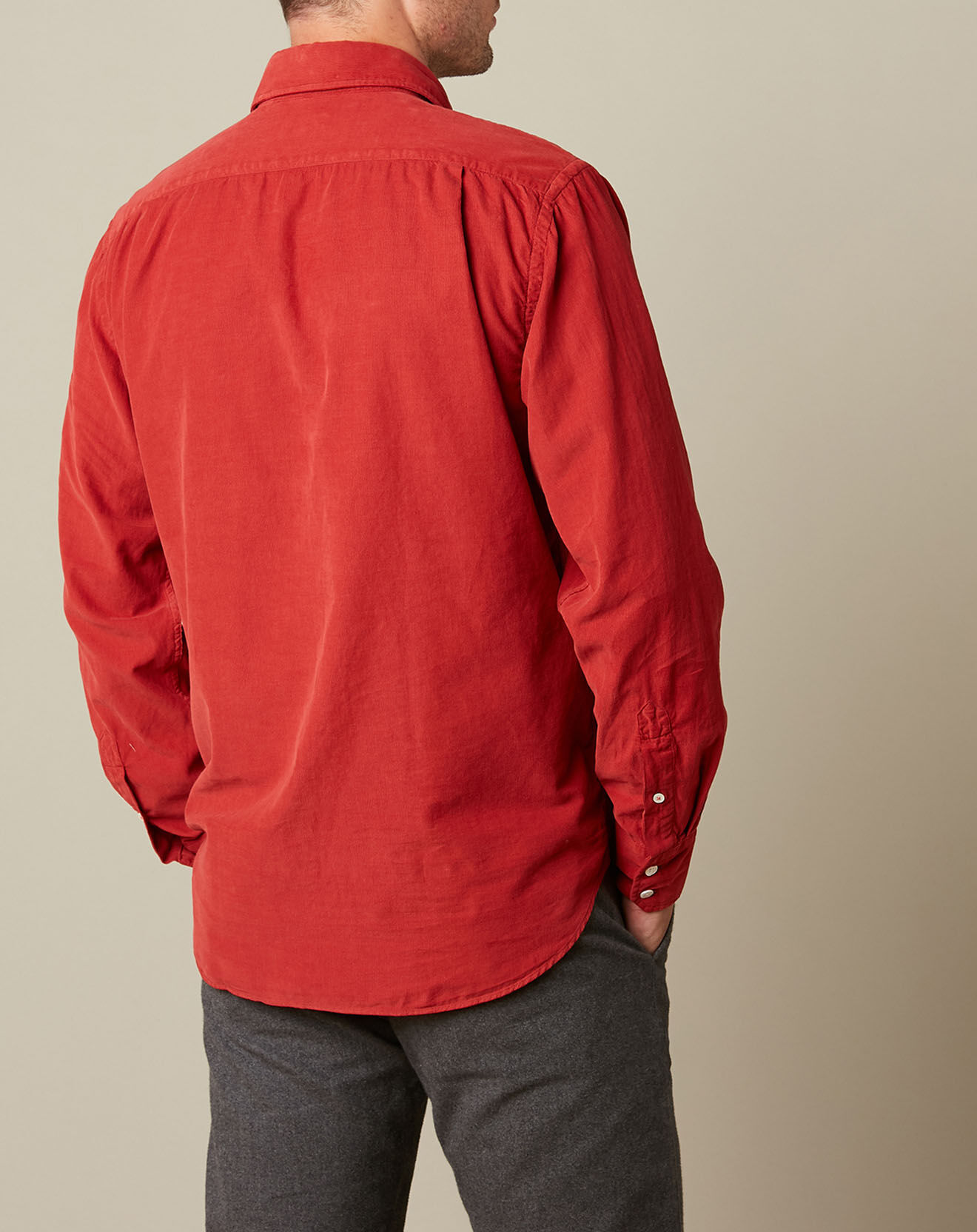 Hartford Chemise Regular en velours côtelé Paul Pat rouge