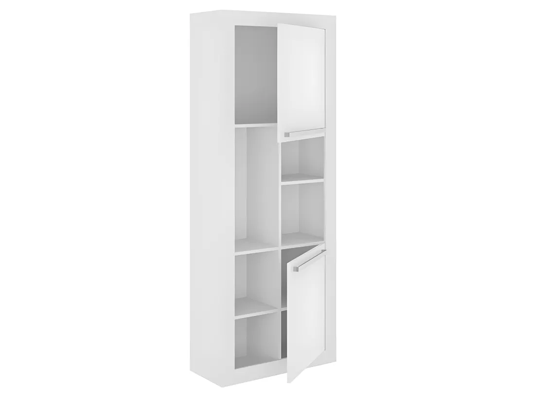 Bureau d'angle - 2 tiroirs et 2 portes - Coloris : Blanc et chêne - EVAN