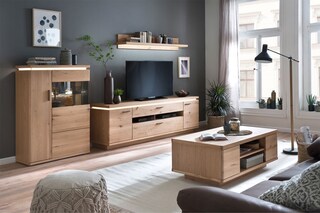 Wohnwand II BARCELONA 3-teilig Balkeneiche bianco