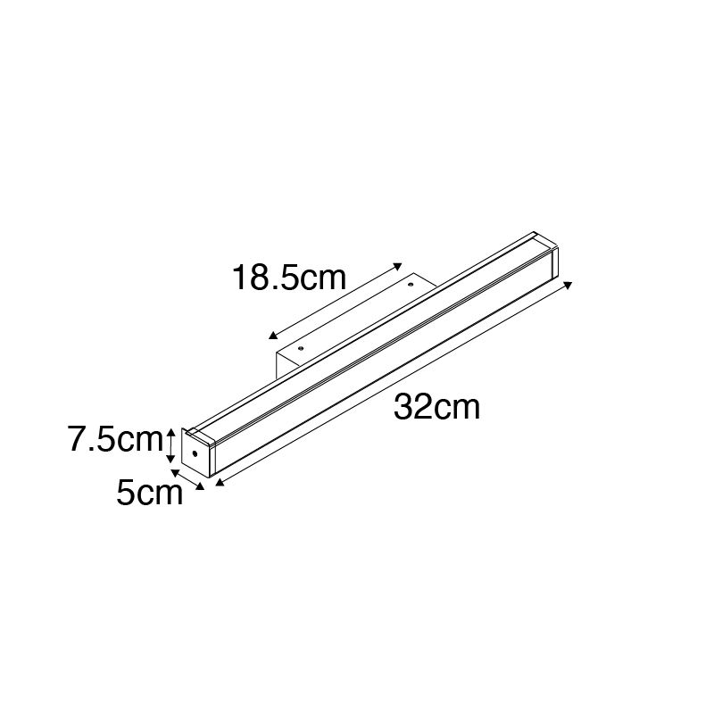 Badkamer wandlamp messing 32 cm incl. LED IP44 - Cascada