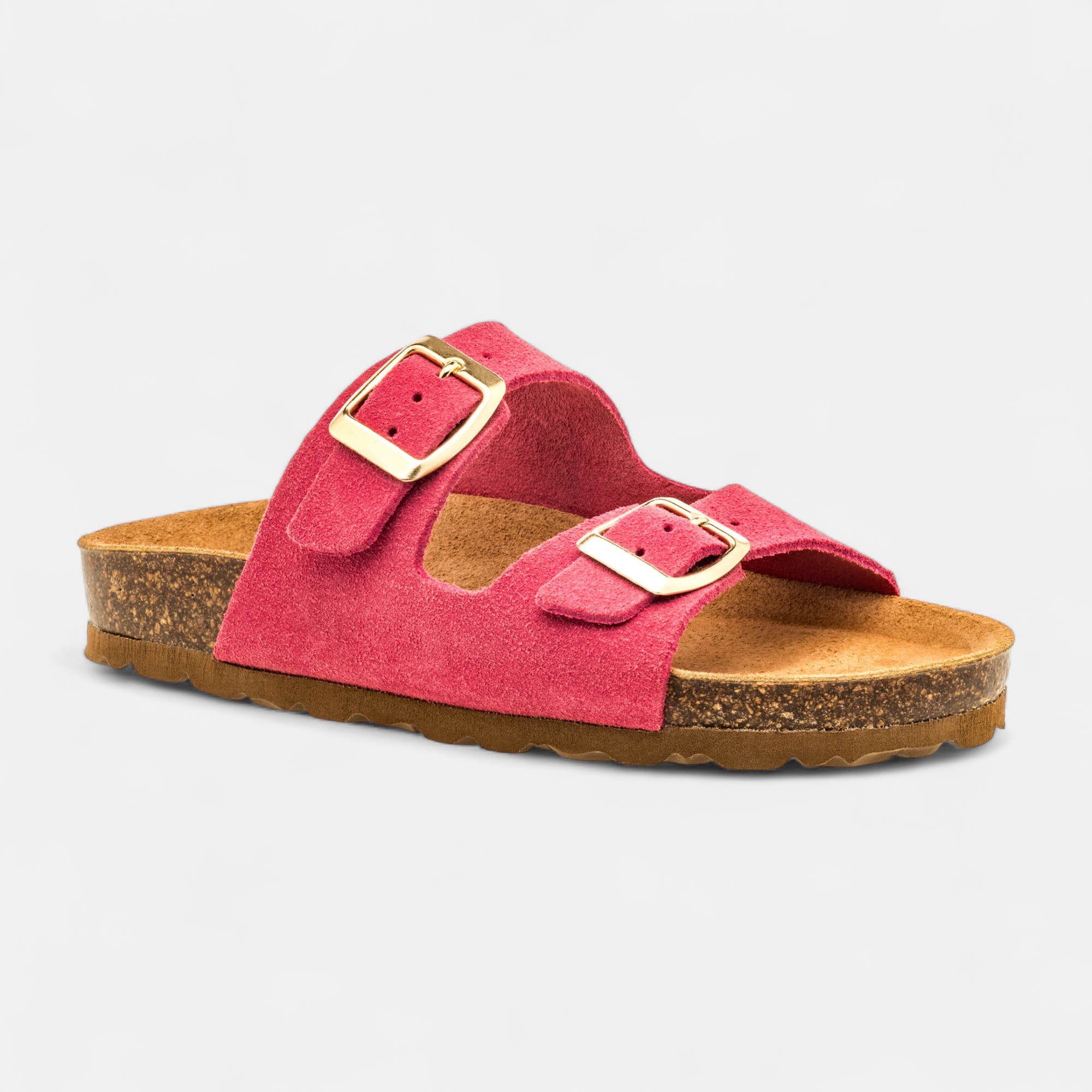 Mules semelle liège Fille en cuir rose