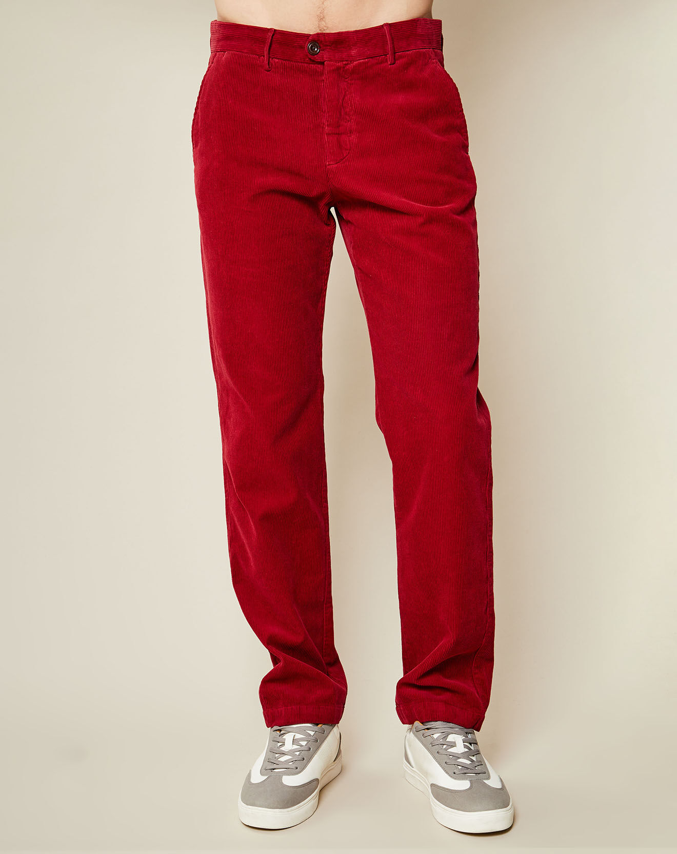 Hartford Pantalon Tobby en Velours côtelé rouge