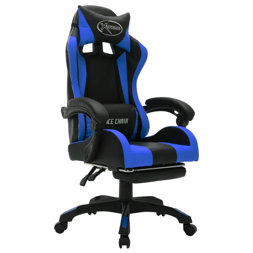 vidaXL - Kantoorstoel - Blauw - Kunstleer