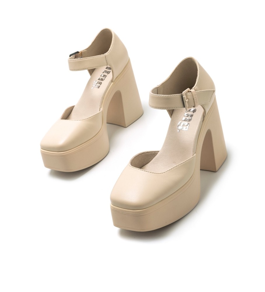 Sapatos Mustang Iron Bege - Altura do Salto 8cm -