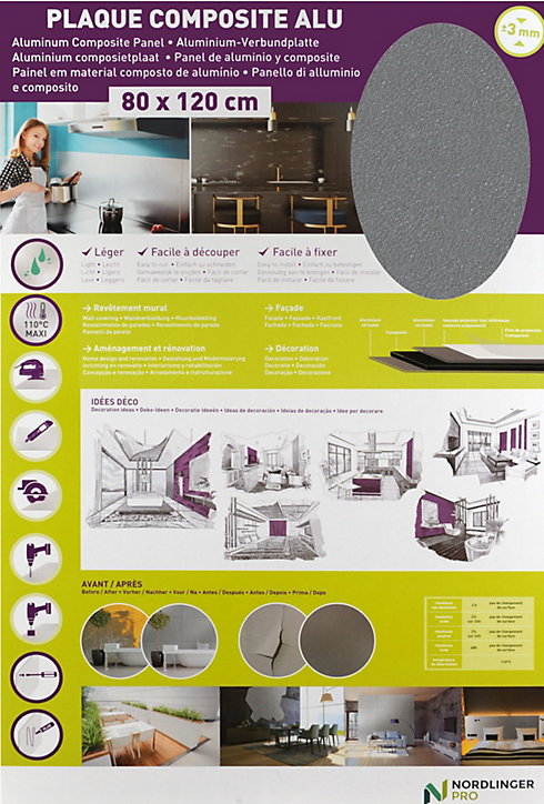 Crédence aluminium anthracite granité 120 x 80 cm