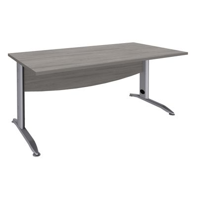 Bureau droit IDRA - L180 cm - Pieds alu - plateau imitation Chêne gris