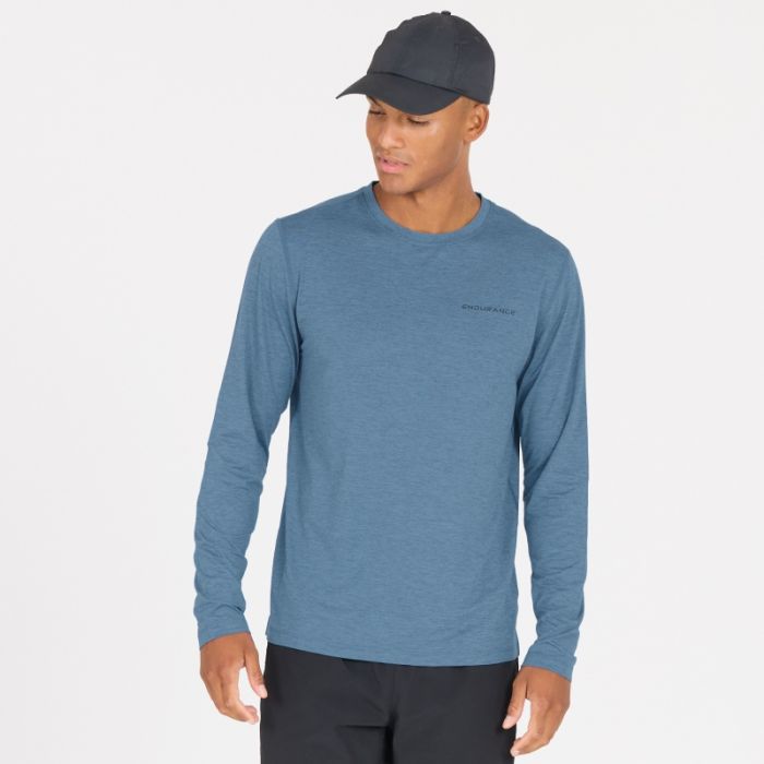 Endurance Herre T-shirts Abdon Melange Long Sleeve Tee Blå
