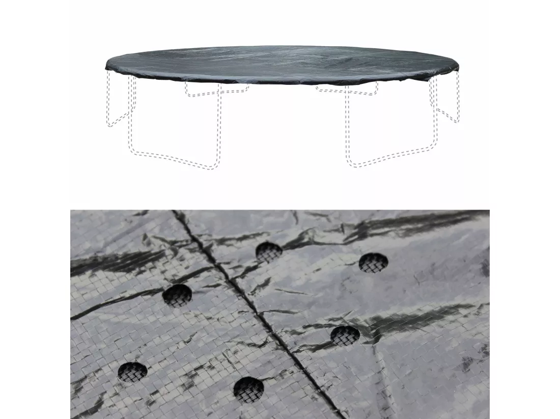 Pack accessoires pour trampoline Ø 490cm Jupiter / Jupiter INNER - Échelle. bâche de protection. filet de rangement pour chaussures et kit d’ancrage